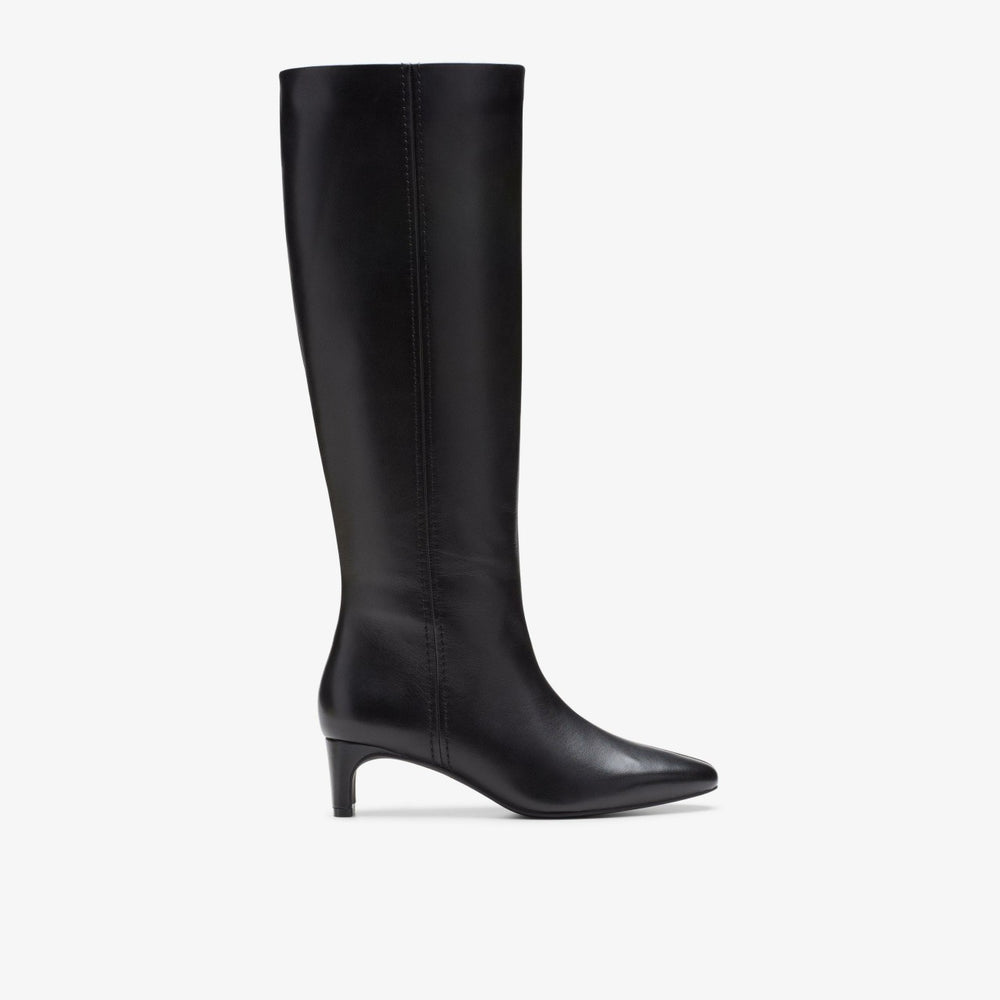 Edina Tall Black Leather | Clarks on Sale