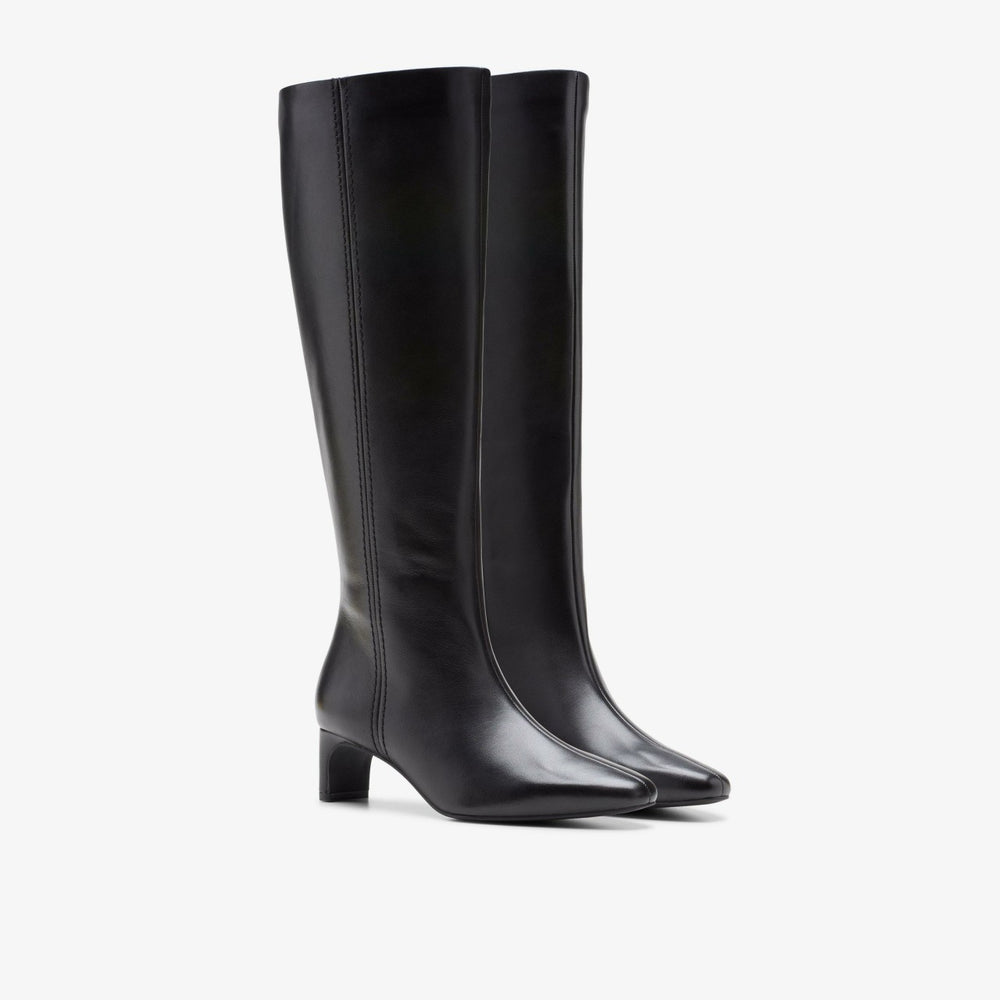 Edina Tall Black Leather | Clarks on Sale