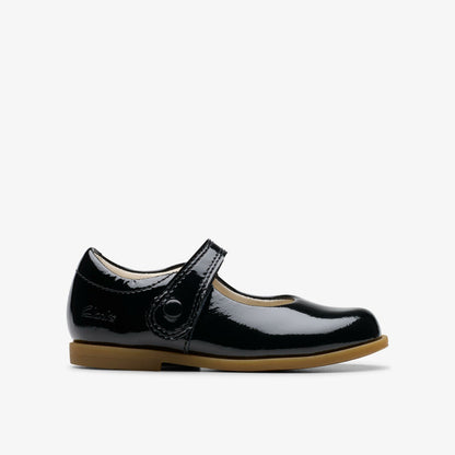 Drew Tap Toddler Black Patent | Clarks for sale