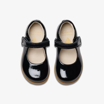 Drew Tap Toddler Black Patent | Clarks for sale