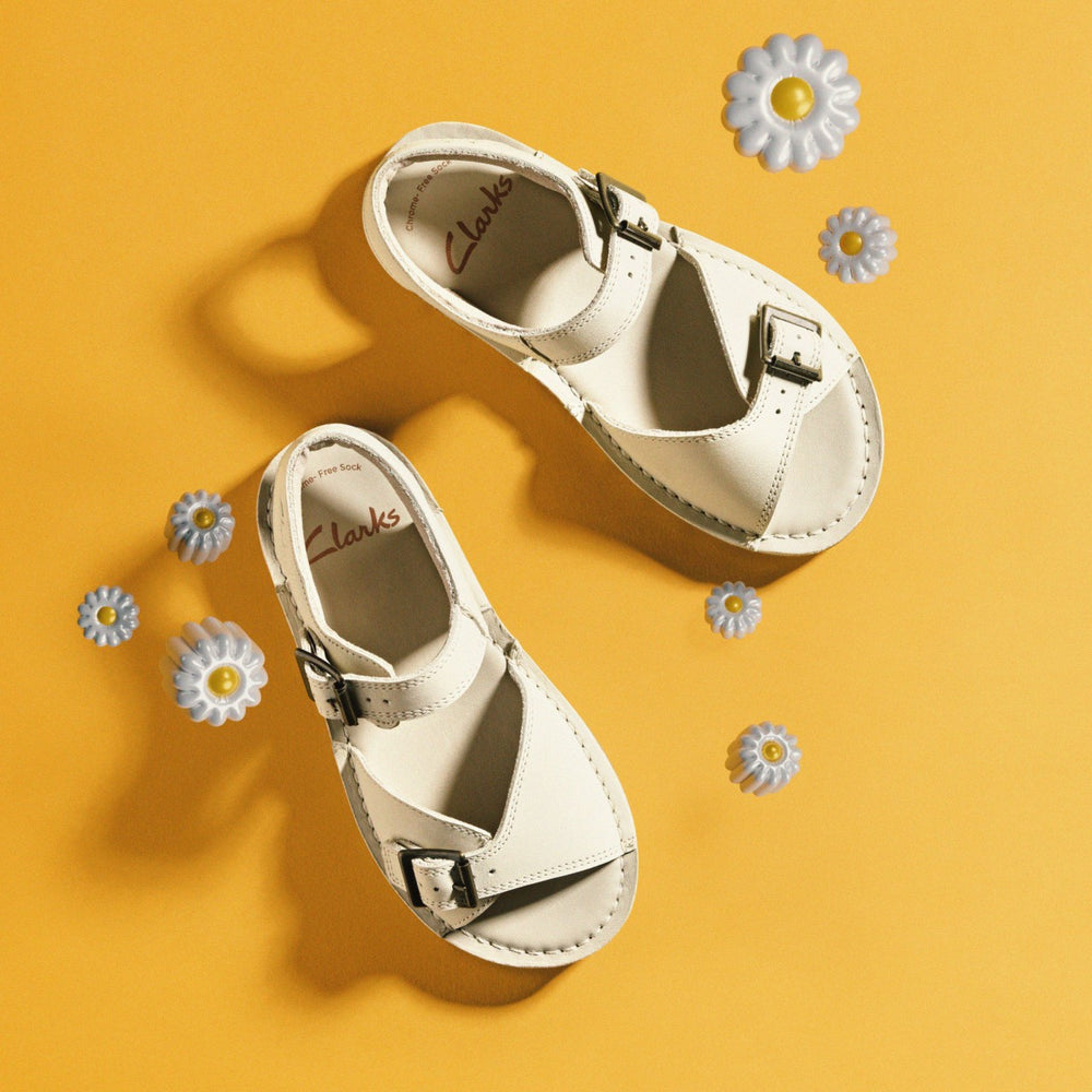Playsun Kid Off White Leather | Clarks for sale