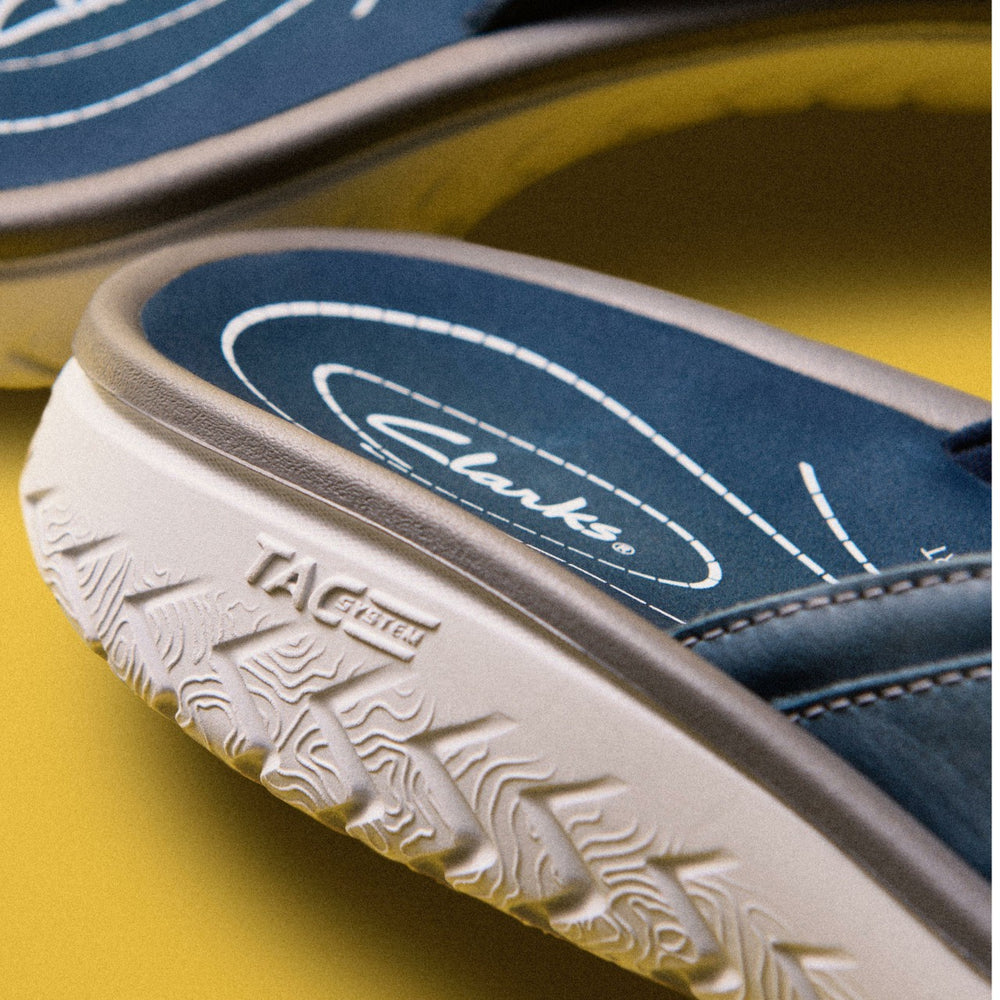 Wesley Sun Navy Leather | Clarks for sale