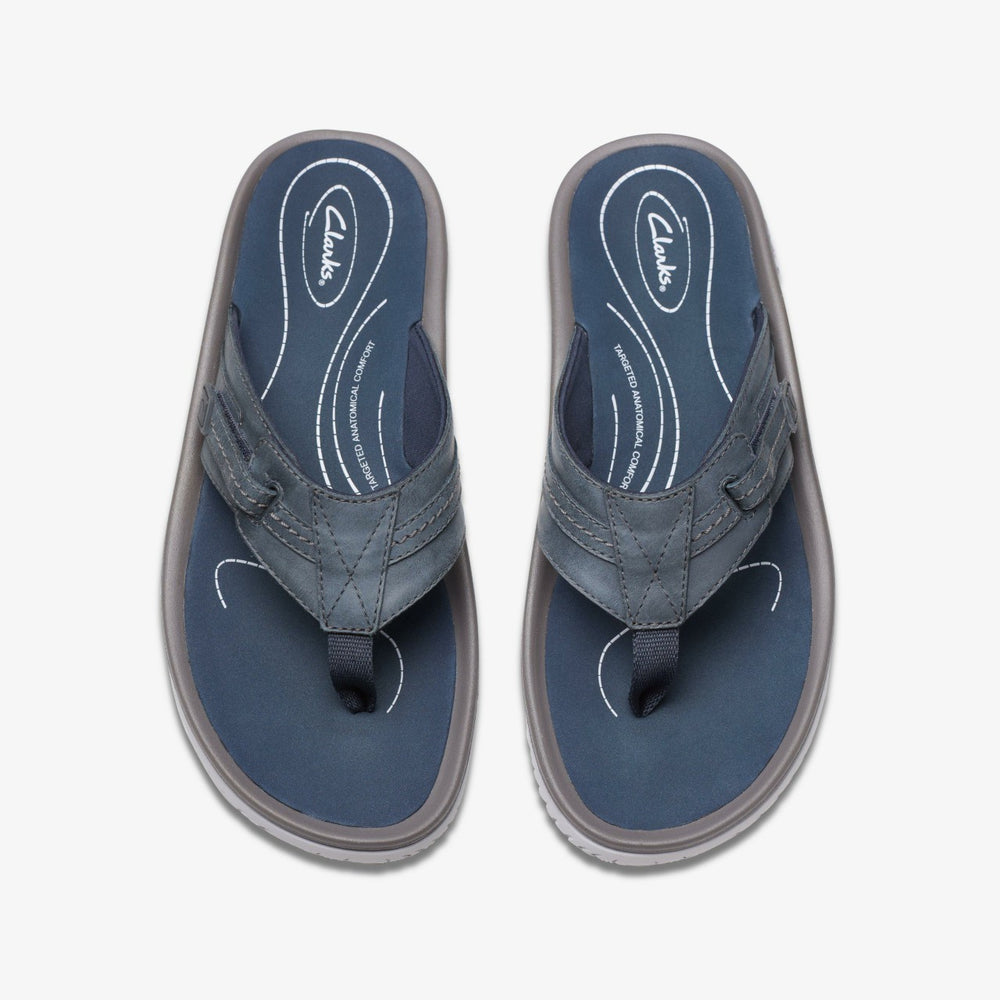 Wesley Sun Navy Leather | Clarks for sale