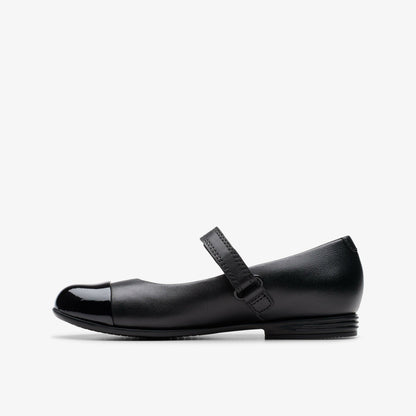 Finja Gem Kid Black Leather | Clarks outlet