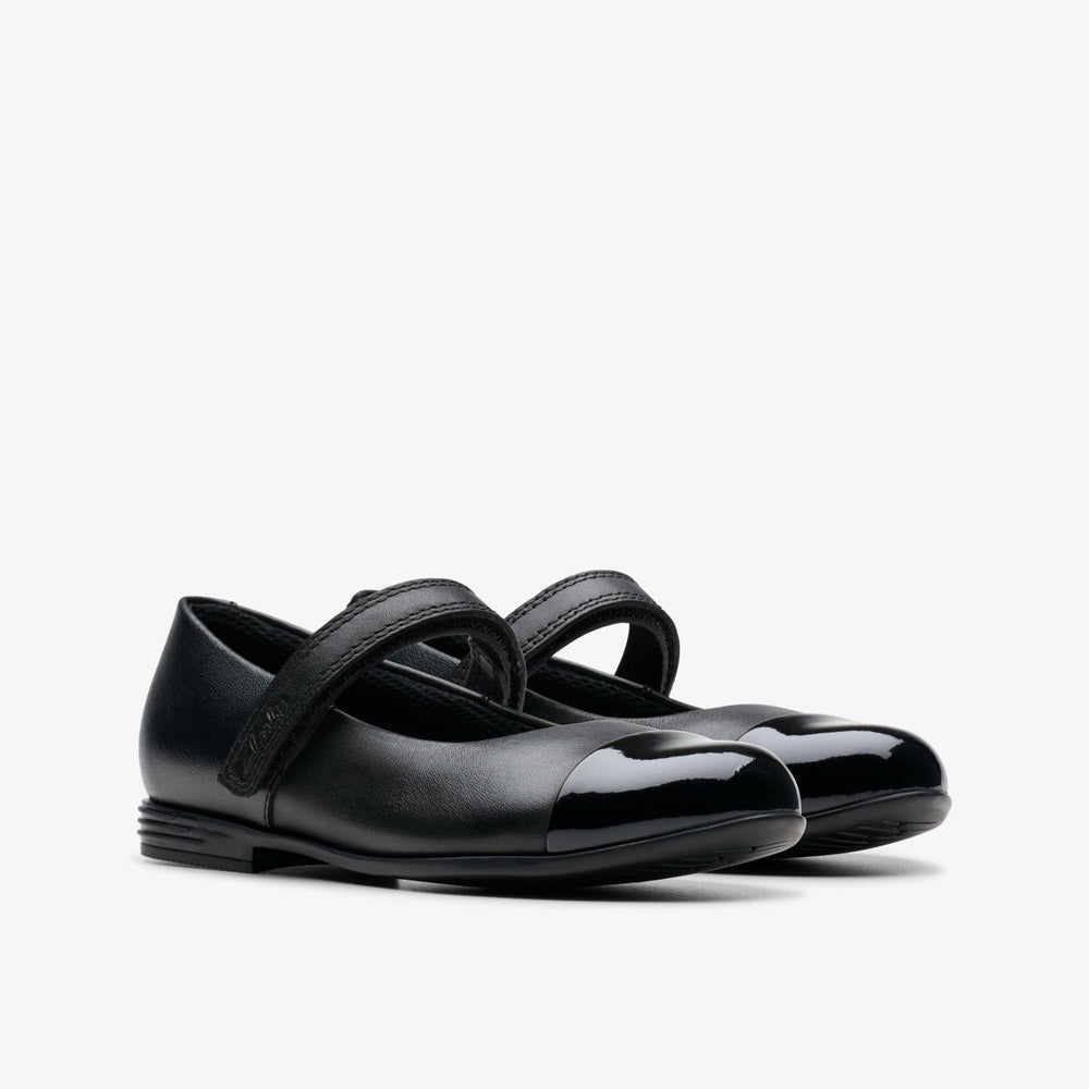 Finja Gem Kid Black Leather | Clarks outlet