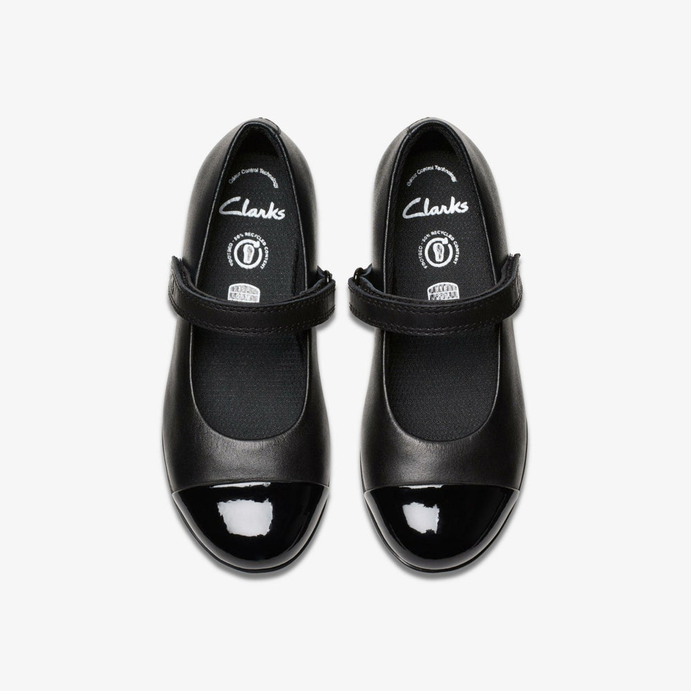 Finja Gem Kid Black Leather | Clarks outlet