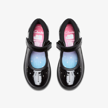 Relda Wish Kid Black Patent | Clarks discount