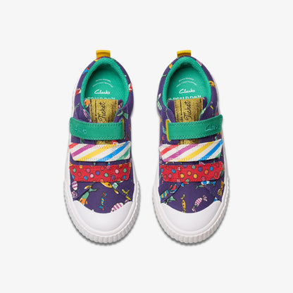 Roald Dahl Charlie & the Chocolate Factory Foxing Mix Kid Purple Canvas | Clarks Sale