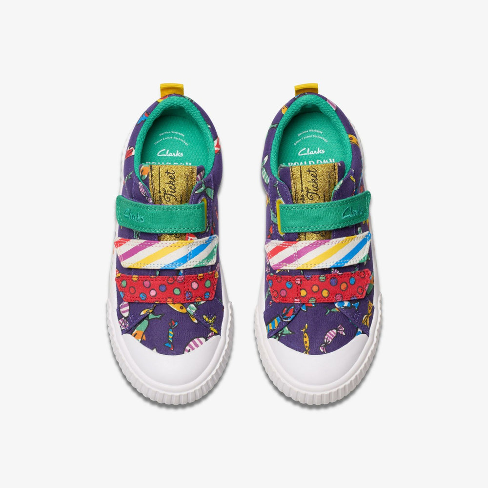 Roald Dahl Charlie & the Chocolate Factory Foxing Mix Kid Purple Canvas | Clarks Sale