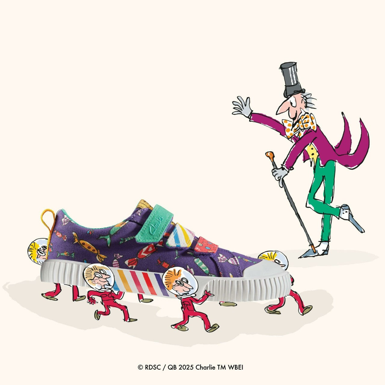 Roald Dahl Charlie & the Chocolate Factory Foxing Mix Kid Purple Canvas | Clarks Sale