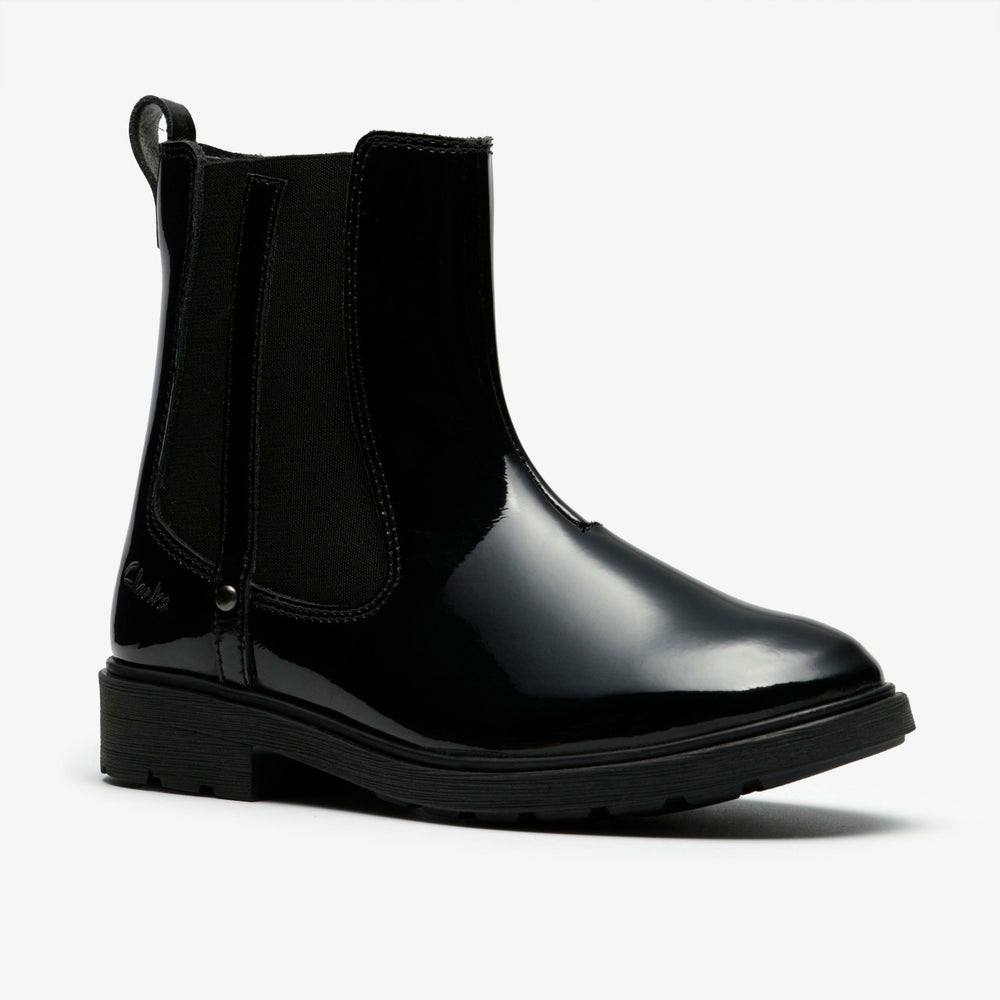 Astrol Orin Kid Black Patent | Clarks outlet