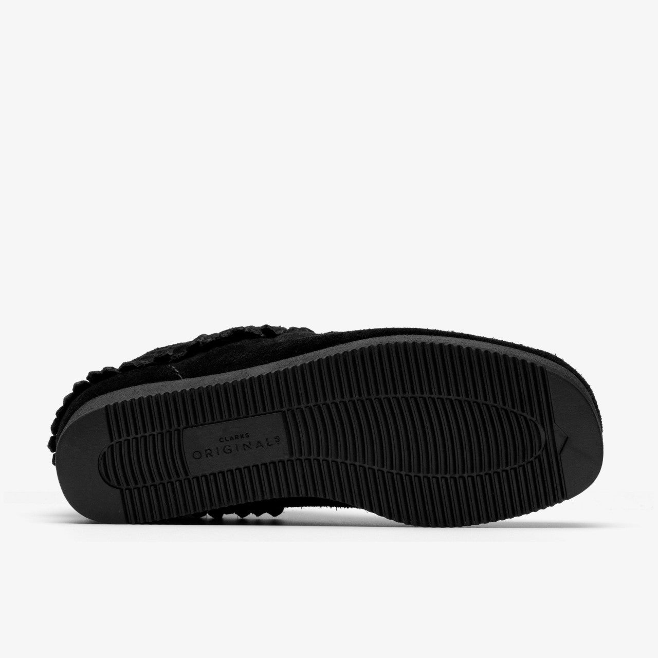 Wallabee Wedge Fringe Black Suede | Clarks on Sale