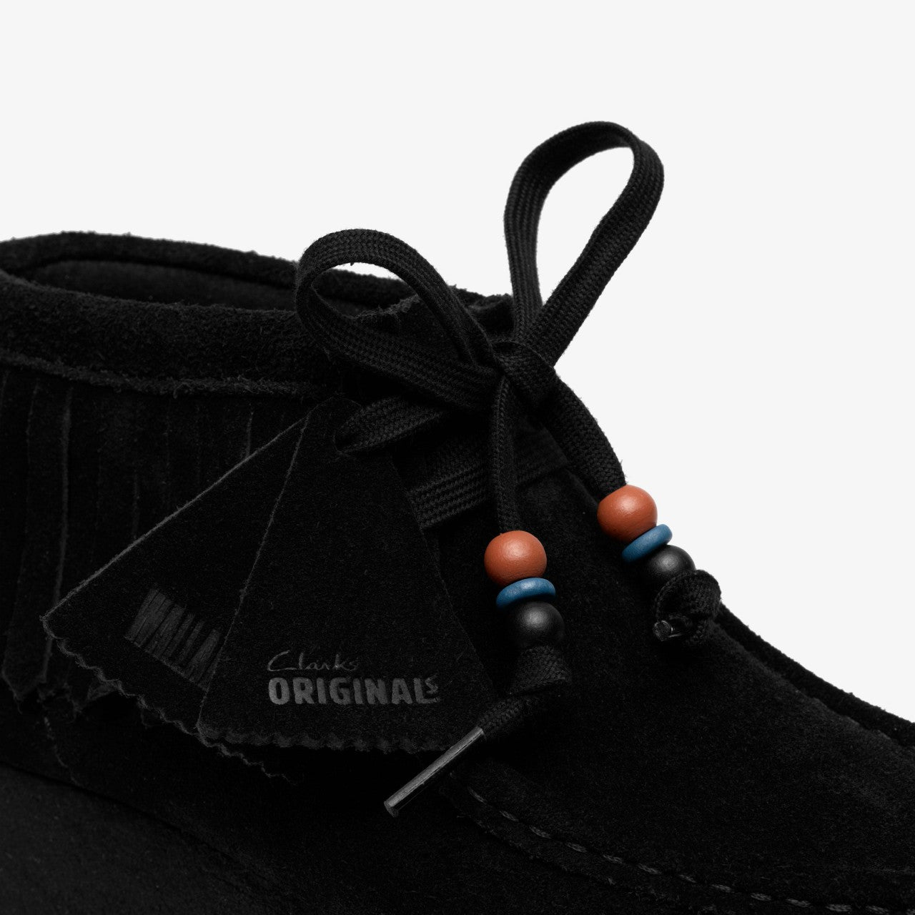 Wallabee Wedge Fringe Black Suede | Clarks on Sale