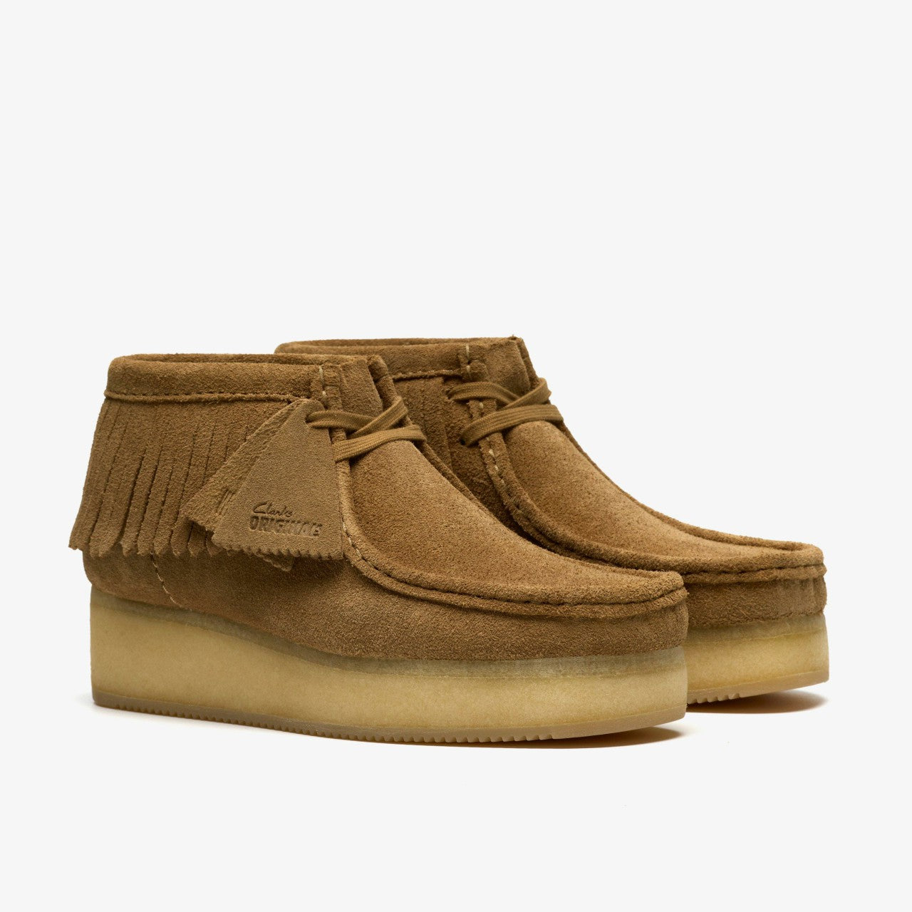 Wallabee Wedge Fringe Light Tan Suede | Clarks for sale