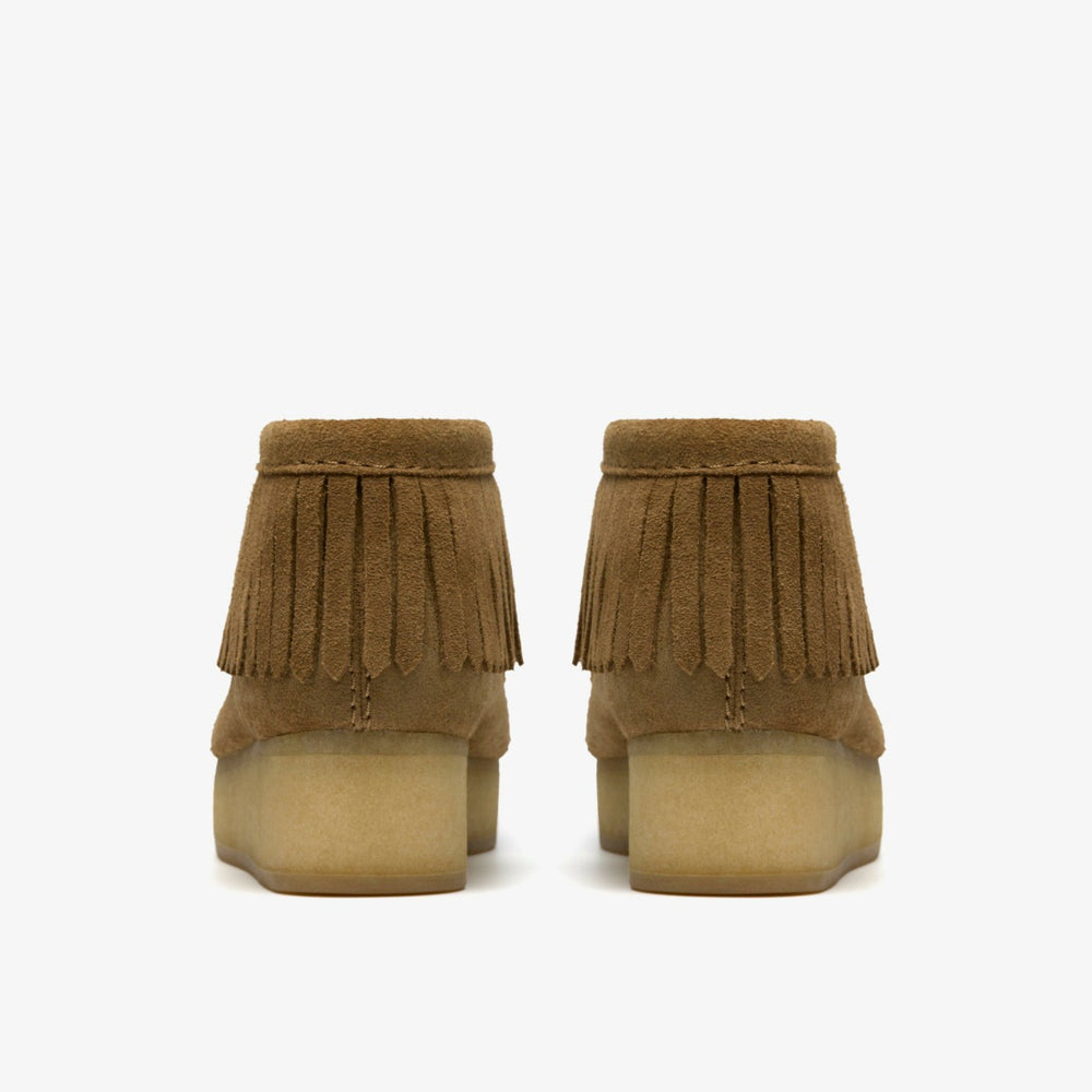 Wallabee Wedge Fringe Light Tan Suede | Clarks for sale
