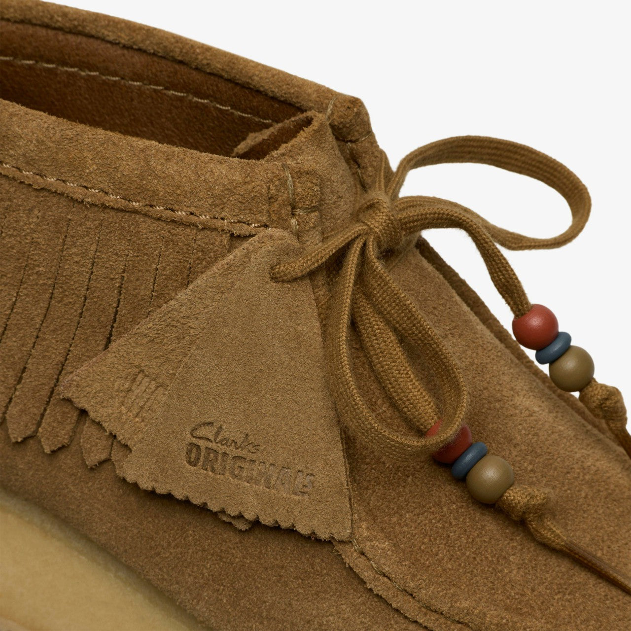 Wallabee Wedge Fringe Light Tan Suede | Clarks for sale