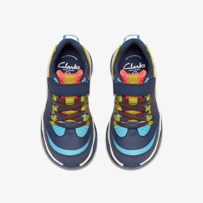 Feather Track Kid Navy Combination | Clarks for sale