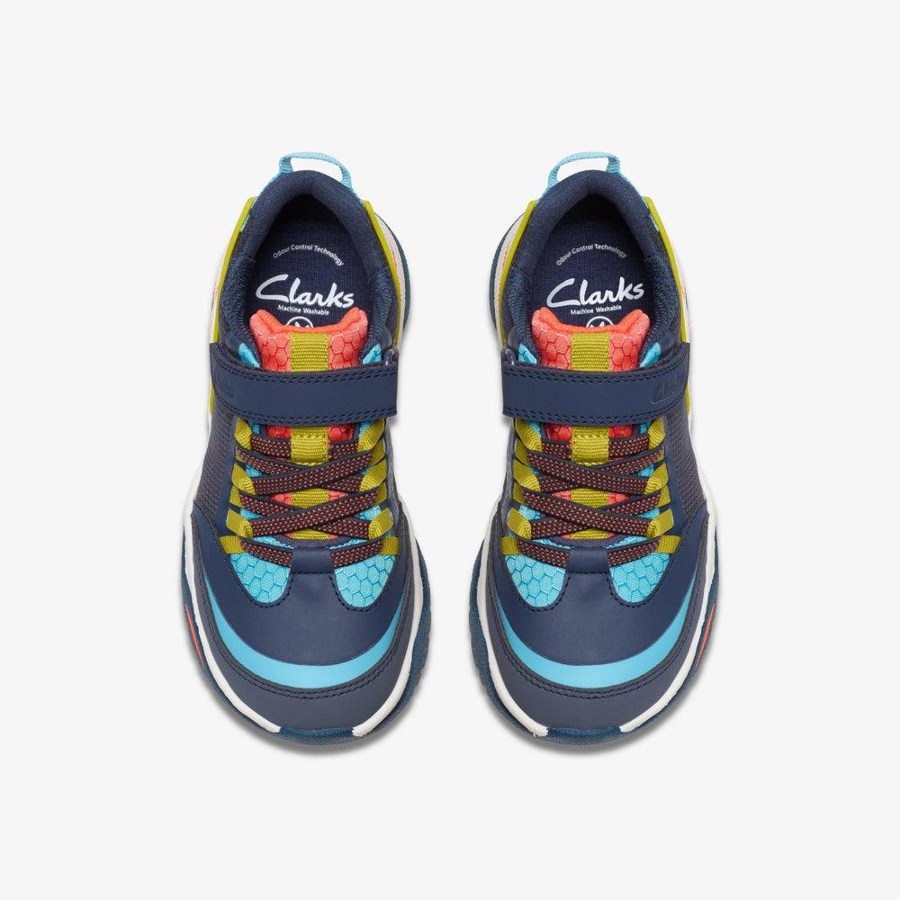 Feather Track Kid Navy Combination | Clarks for sale