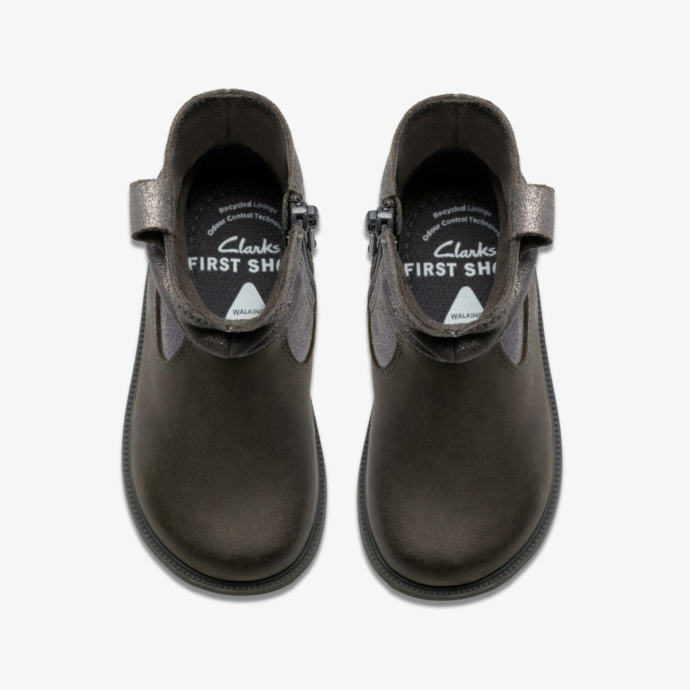 Oaklyn Top Toddler Pewter Suede | Clarks outlet