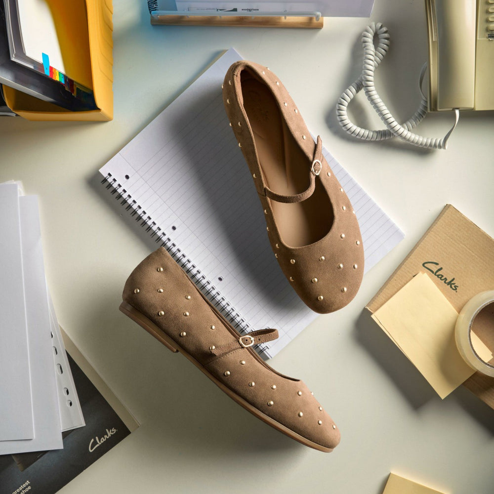 Livia Stud Walnut Suede | Clarks Sale
