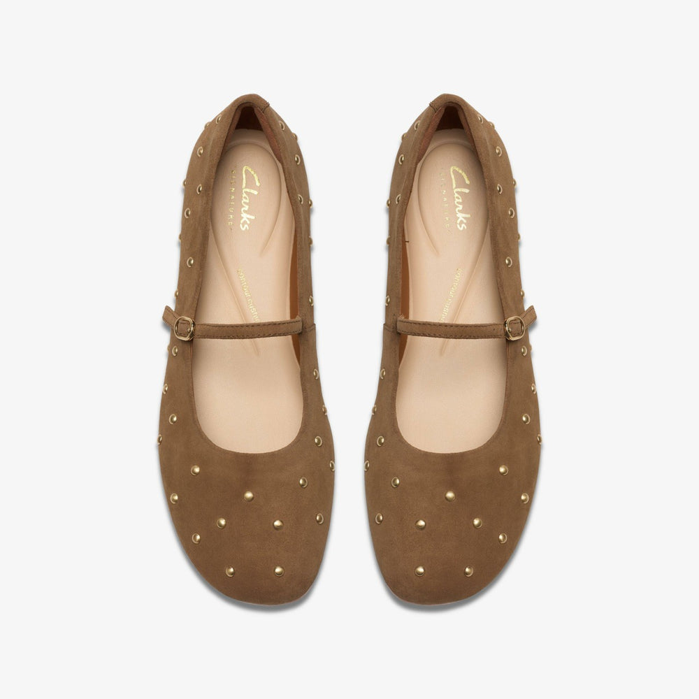 Livia Stud Walnut Suede | Clarks Sale