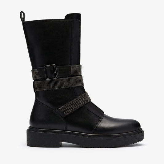 Muster Chain Black Leather | Clarks for sale