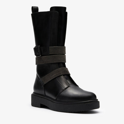 Muster Chain Black Leather | Clarks for sale