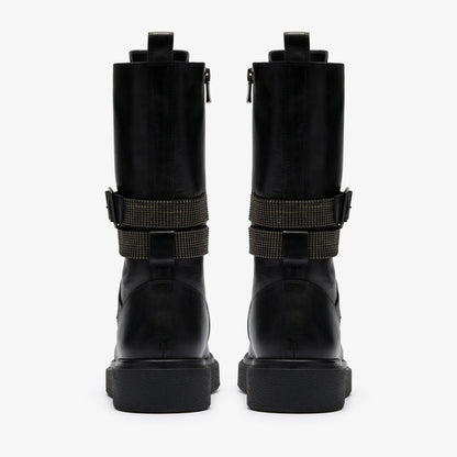 Muster Chain Black Leather | Clarks for sale