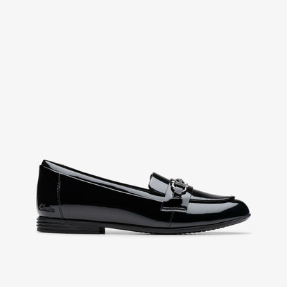 Finja Loafer Older Black Patent | Clarks discount