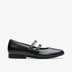 Finja Bar Youth Black Leather | Clarks for sale