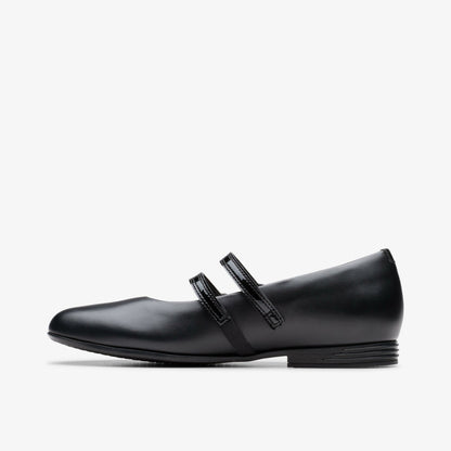 Finja Bar Youth Black Leather | Clarks for sale