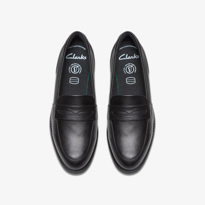 Tapa Edge Youth Black Leather | Clarks for sale