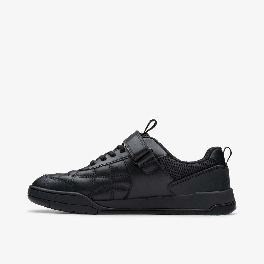Laser Cross Youth Black Leather | Clarks discount