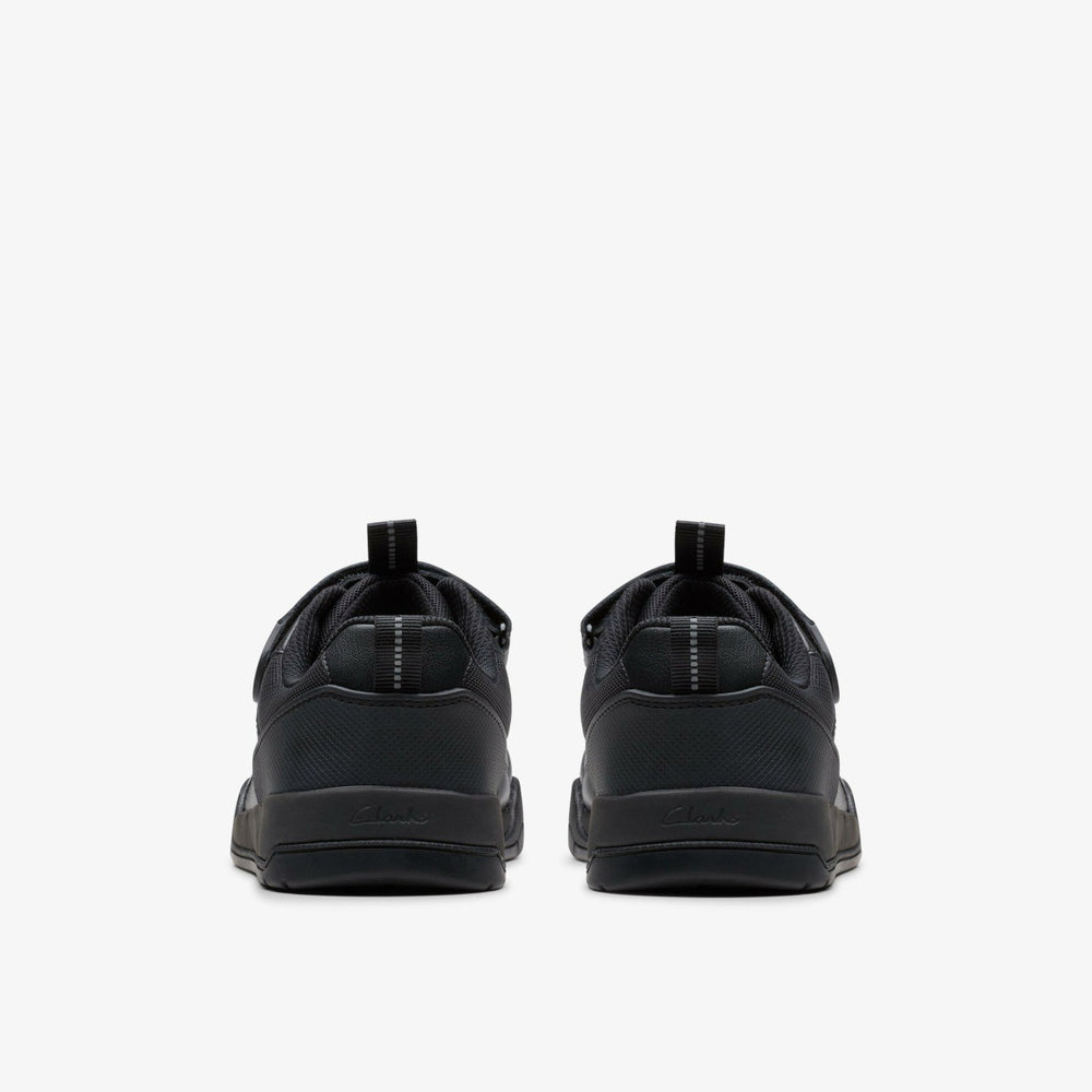 Laser Cross Youth Black Leather | Clarks discount