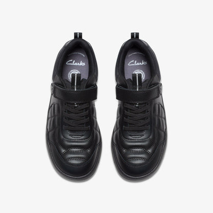 Laser Cross Youth Black Leather | Clarks discount