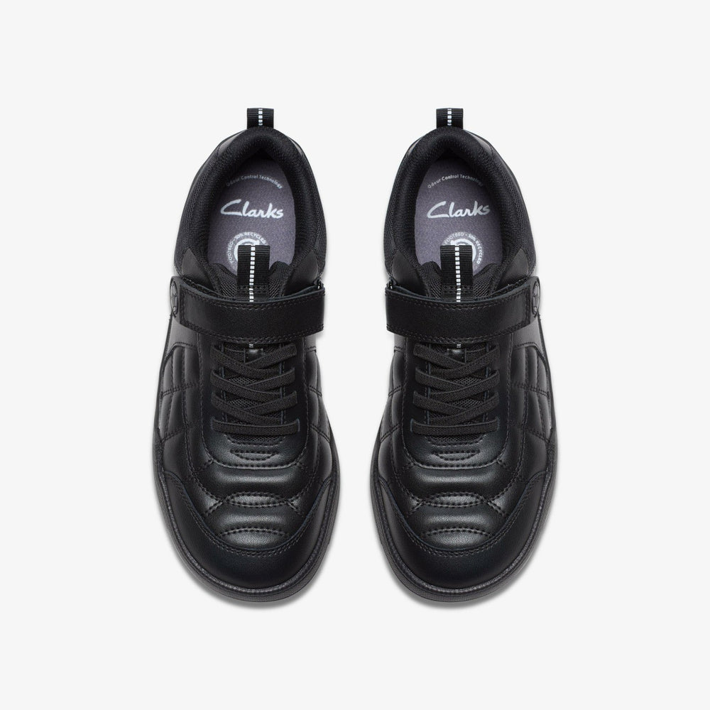 Laser Cross Youth Black Leather | Clarks discount