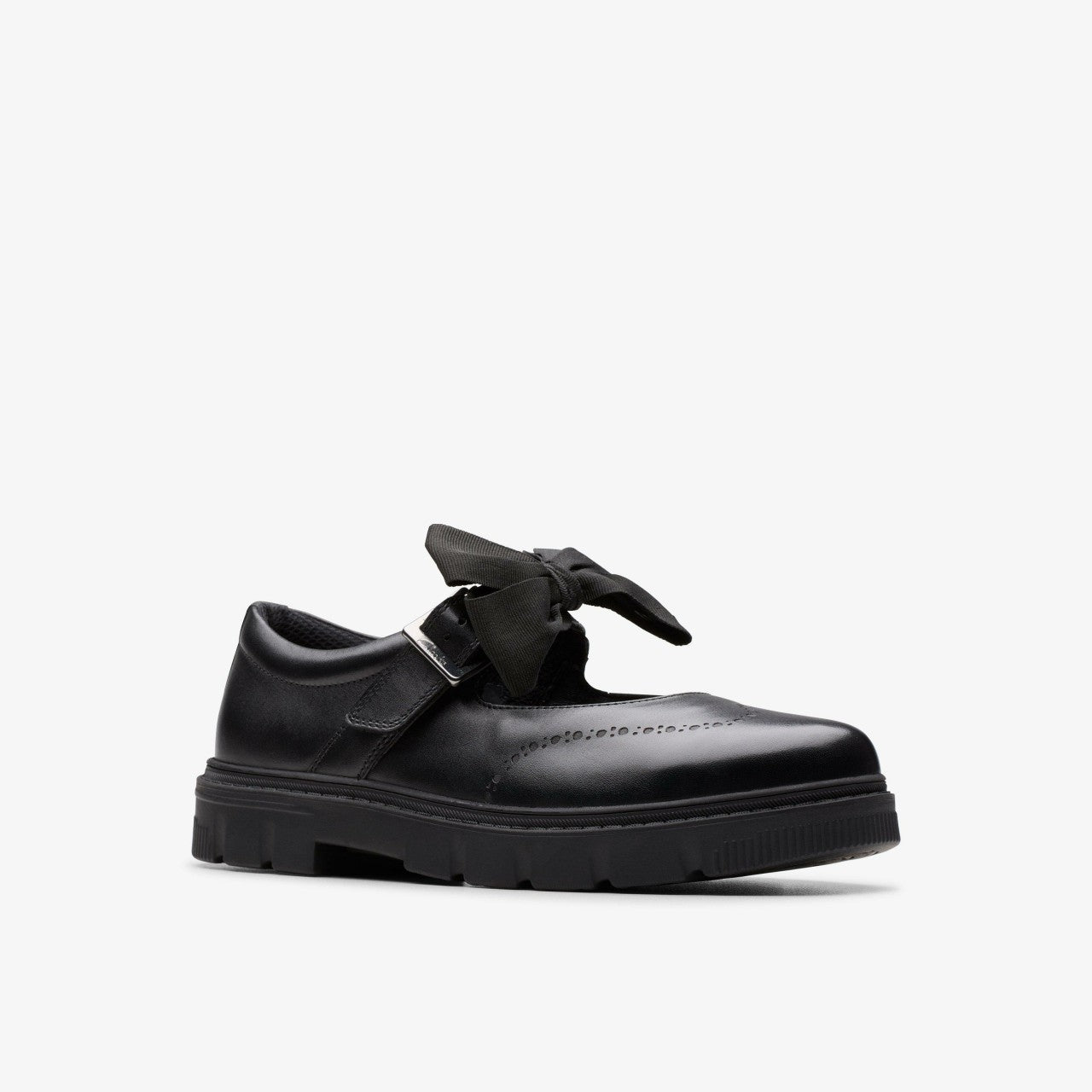 Lorcam Jane Youth Black Leather | Clarks for sale