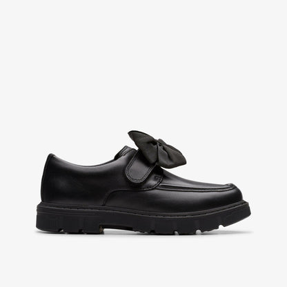 Lorcam Bow Kid Black Leather | Clarks for sale