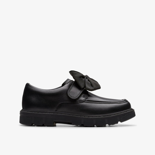Lorcam Bow Kid Black Leather | Clarks for sale