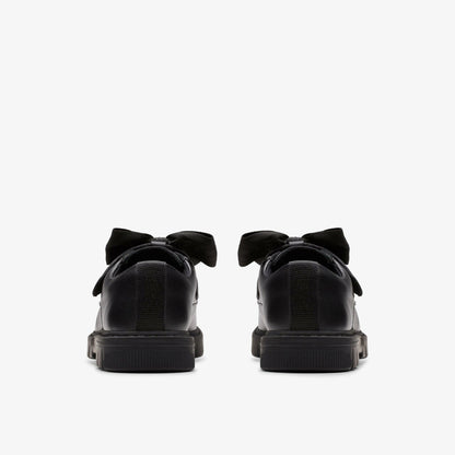 Lorcam Bow Kid Black Leather | Clarks for sale
