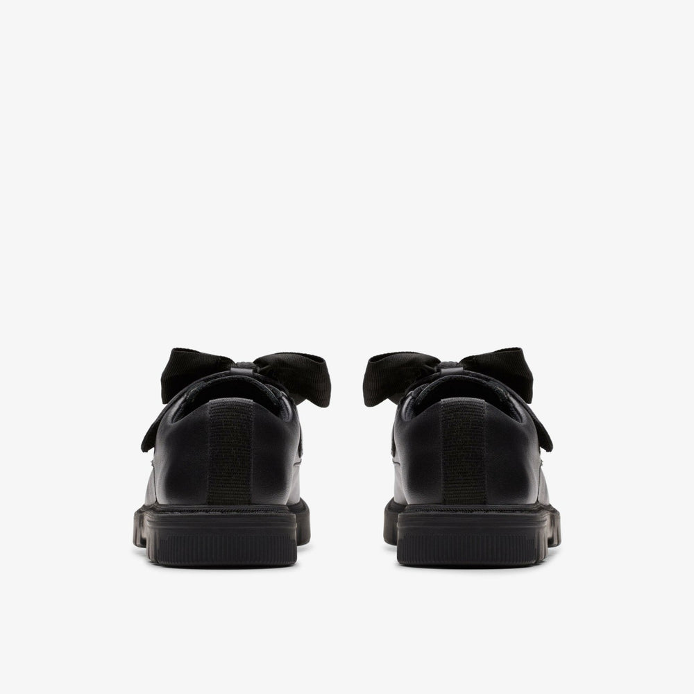 Lorcam Bow Kid Black Leather | Clarks for sale