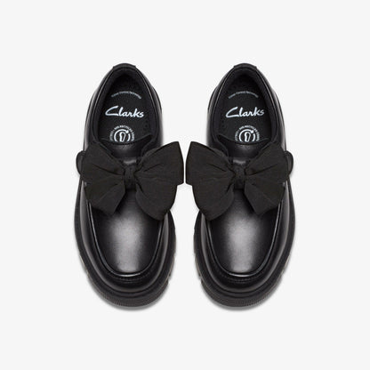 Lorcam Bow Kid Black Leather | Clarks for sale