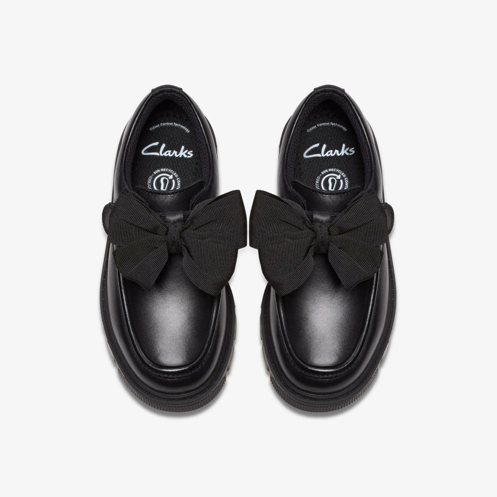Lorcam Bow Kid Black Leather | Clarks for sale