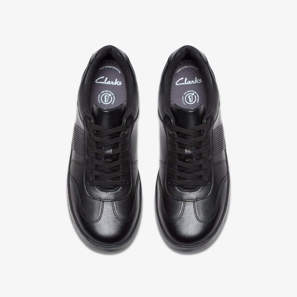 Disco Pace Youth Black Leather | Clarks for sale