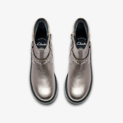 Prague Shine Kid Pewter Metallic | Clarks discount