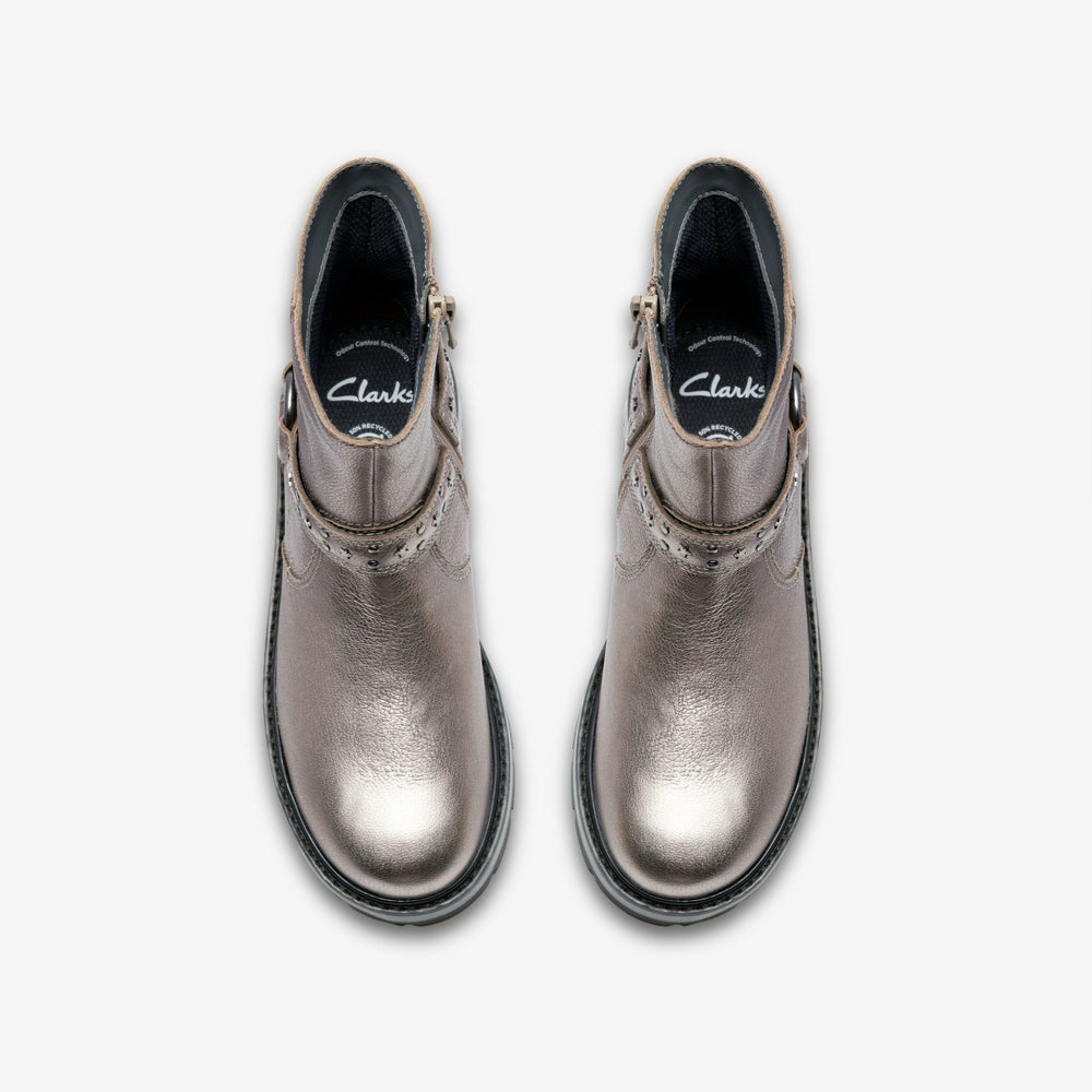 Prague Shine Kid Pewter Metallic | Clarks discount