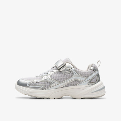 Crafton Move Kid Silver Metallic | Clarks for sale