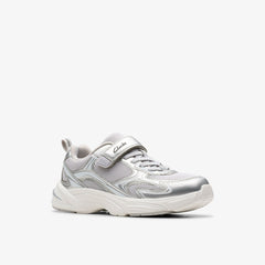 Crafton Move Kid Silver Metallic | Clarks for sale