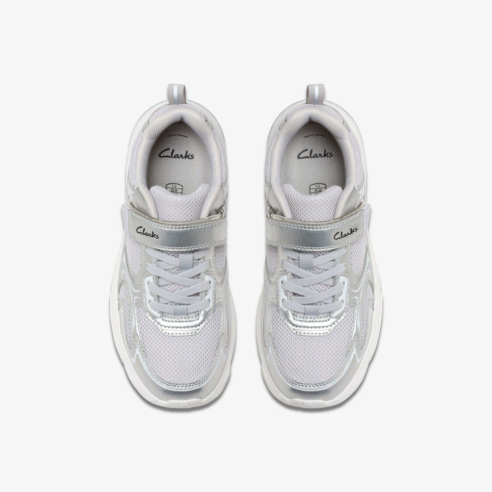 Crafton Move Kid Silver Metallic | Clarks for sale