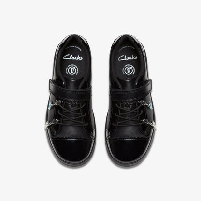 Disco Charm Kid Black Leather | Clarks on Sale